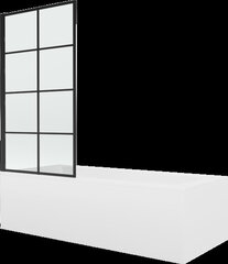 Vonia Mexen Vega su apdaila ir stiklo sienele, 150x70 cm + 80 cm, white+I/swing/black grid kaina ir informacija | Vonios | pigu.lt