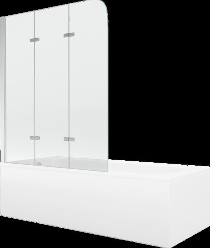 Vonia Mexen Vega su apdaila ir stiklo sienele, 160x70 cm + 120 cm, white+III/fold/chrome kaina ir informacija | Vonios | pigu.lt