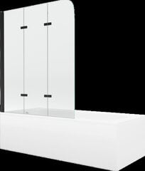 Vonia Mexen Vega su apdaila ir stiklo sienele, 160x70 cm + 120 cm, white+III/fold/black kaina ir informacija | Vonios | pigu.lt