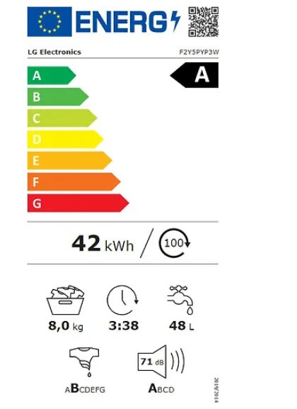 LG F2Y5PYP3W цена и информация | Skalbimo mašinos | pigu.lt