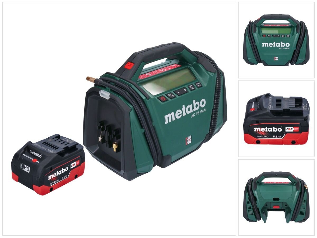 Multi akumuliatorinis kompresorius Metabo AK 18 18 V 11 bar + 1x baterija 5,5 Ah - be įkroviklio kaina ir informacija | Kompresoriai | pigu.lt