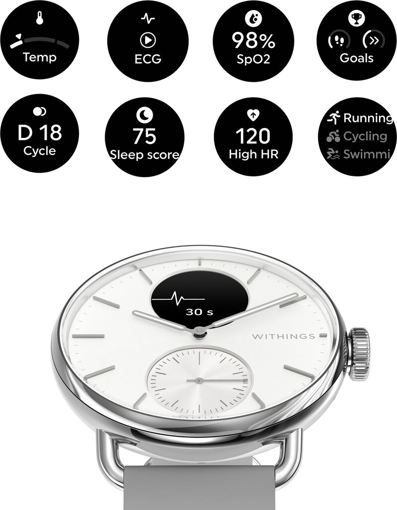 Withings Scanwatch 2 Pearl White цена и информация | Išmanieji laikrodžiai (smartwatch) | pigu.lt