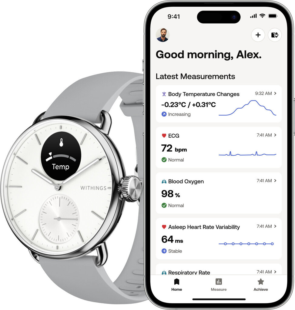 Withings Scanwatch 2 Pearl White цена и информация | Išmanieji laikrodžiai (smartwatch) | pigu.lt