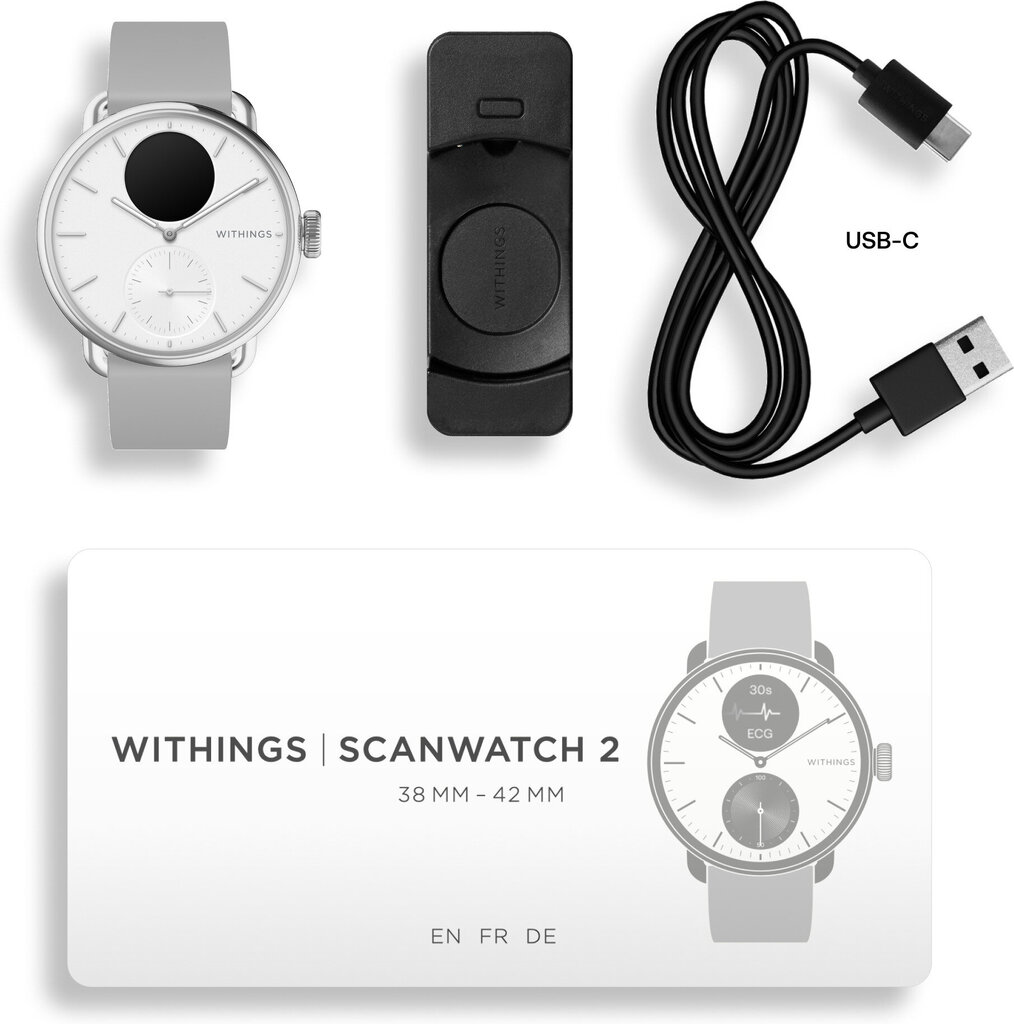 Withings Scanwatch 2 Pearl White цена и информация | Išmanieji laikrodžiai (smartwatch) | pigu.lt
