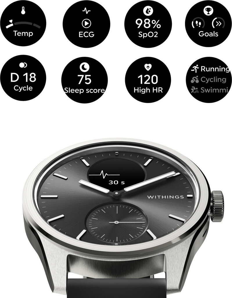 Withings Scanwatch 2 Black цена и информация | Išmanieji laikrodžiai (smartwatch) | pigu.lt