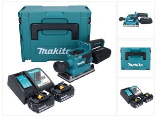 Akumuliatorinis šlifuoklis Makita DBO 381 RMJU 18 V 93 x 185 mm + 2x baterija 4,0 Ah + įkroviklis + Makpac kaina ir informacija | Šlifuokliai | pigu.lt
