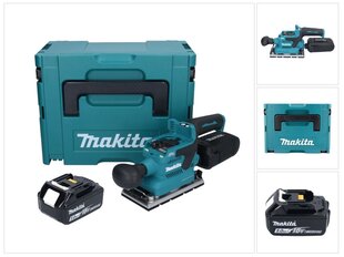 Аккумуляторная шлифовальная машинка Makita DBO 381 T1JU 18 В 93 x 185 мм + 1х аккумулятор 5,0 Ач + Makpac - без зарядного блока цена и информация | Шлифовальные машины | pigu.lt