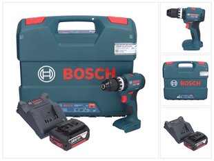 Профессиональная аккумуляторная ударная дрель Bosch GSB 18V-45 18 В 45 Нм + 1х аккумулятор 5,0 Ач + зарядный блок + Г-образный кейс цена и информация | Шуруповерты, дрели | pigu.lt