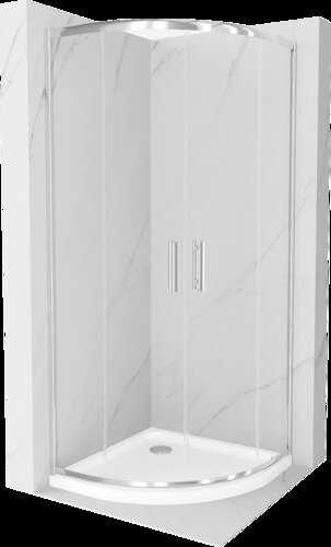 Pusapvalė dušo kabina Mexen Rio F su padėklu ir sifonu, Chromas+Balta/Chromas, 80 x 80 cm kaina ir informacija | Dušo kabinos | pigu.lt