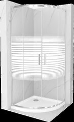 Pusapvalė dušo kabina Mexen Rio F su padėklu ir sifonu, pusiau matinė, Chrome+White/Chrome, 80 x 80 cm kaina ir informacija | Dušo kabinos | pigu.lt