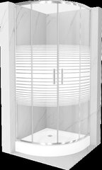 Pusapvalė dušo kabina Mexen Rio su padėklu ir sifonu, pusiau matinė, Chrome, 80 x 80 cm kaina ir informacija | Dušo kabinos | pigu.lt