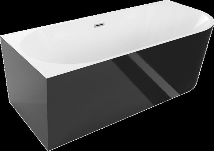 Vonia Mexen Mia, kairinė, 170 x 80 cm, White/Black+Chrome kaina ir informacija | Vonios | pigu.lt