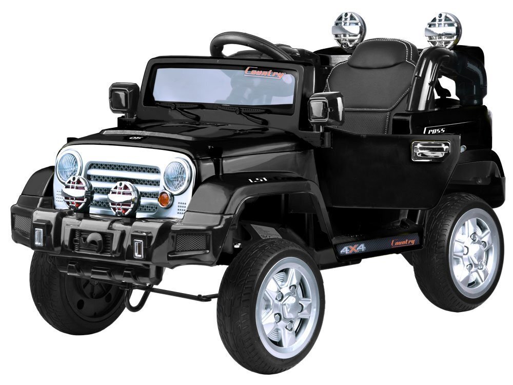 Vienvietis vaikiškas visureigis Jeep, juodas kaina ir informacija | Elektromobiliai vaikams | pigu.lt