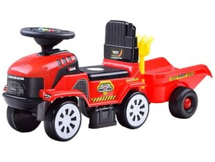 Paspiriamas traktorius su priekaba, garsais ir šviesom, raudonas цена и информация | Игрушки для малышей | pigu.lt