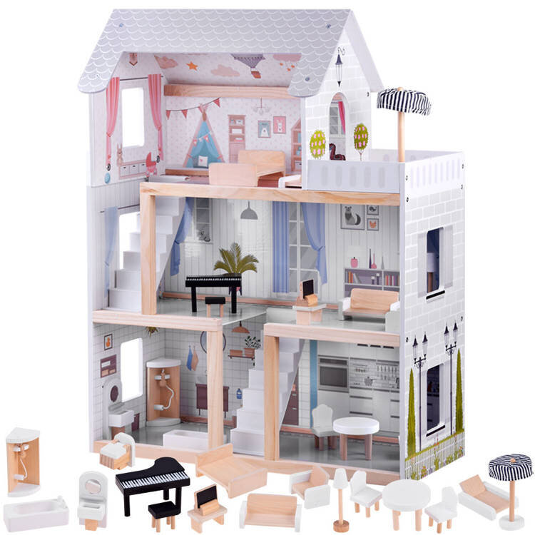 Medinis lėlių namas Boho stiliaus Jokomisiada kaina ir informacija | Žaislai mergaitėms | pigu.lt