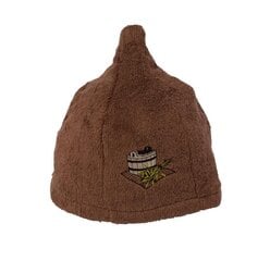 Medvilninė pirties kepurė su kubilo paveikslėliu, ruda kaina ir informacija | Saunos, pirties aksesuarai | pigu.lt