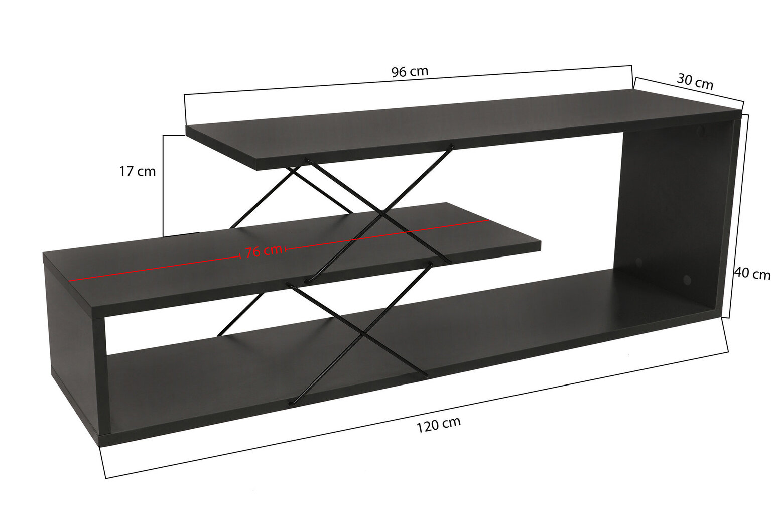 TV stovas Asir, 120x40x30cm, juodas kaina ir informacija | TV staliukai | pigu.lt