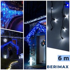 Новогодняя гирлянда-сосульки Berimax 120 LED 6 м, синяя/белая цена и информация | Гирлянды | pigu.lt