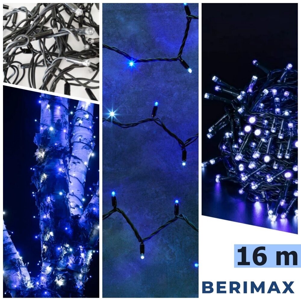Lauko girlianda Berimax 200 LED 16 m, mėlyna цена и информация | Girliandos | pigu.lt