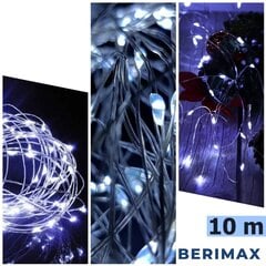 Vielinė kalėdinė girlianda Berimax 100 LED, šaltai balta kaina ir informacija | Girliandos | pigu.lt