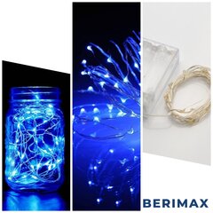 Проволочная новогодняя гирлянда Berimax на батарейках 50 лампочек, синяя цена и информация | Гирлянды | pigu.lt