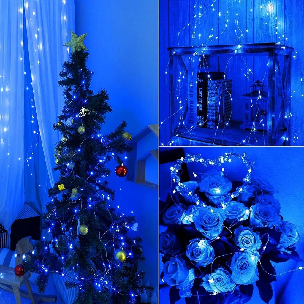 Vielinė kalėdinė girlianda Berimax su baterijomis 50 lempučių, mėlyna kaina ir informacija | Girliandos | pigu.lt