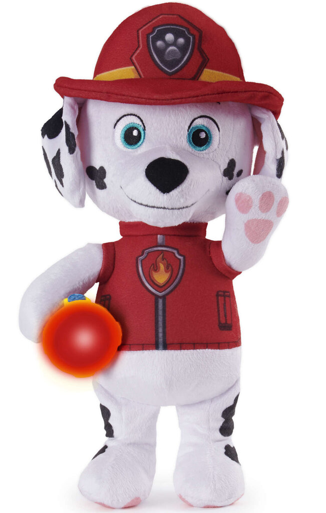 Kalbantis minkštas žaislas-naktinė lemputė Paw Patrol Marshall, 29cm kaina ir informacija | Minkšti (pliušiniai) žaislai | pigu.lt