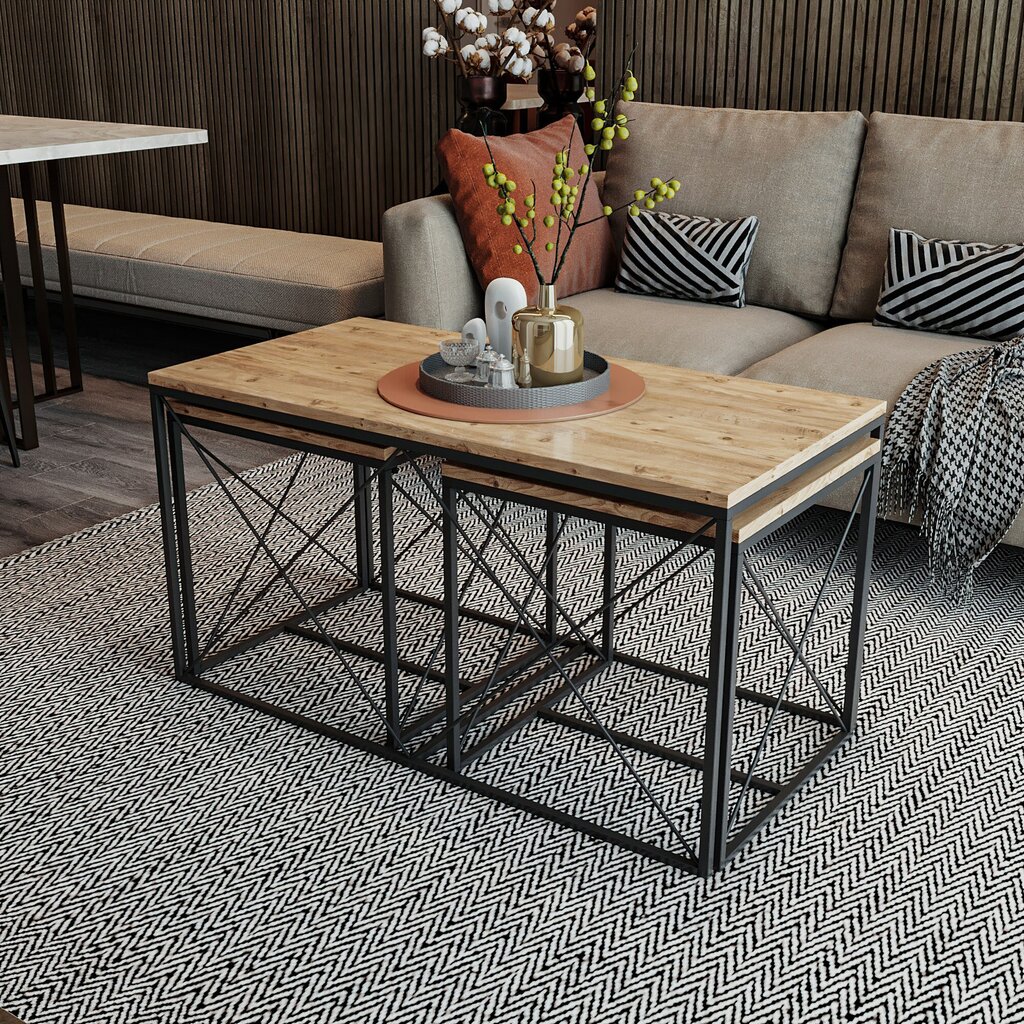Kavos staliukas Asir, 100x52x50cm, smėlio spalvos kaina ir informacija | Kavos staliukai | pigu.lt