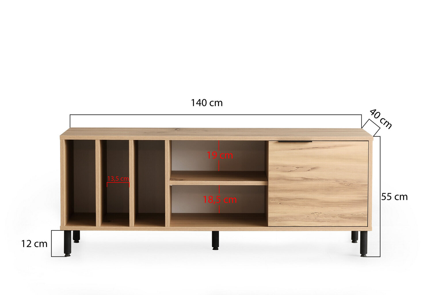 TV staliukas Asir, 140x55x40cm, rudas kaina ir informacija | TV staliukai | pigu.lt