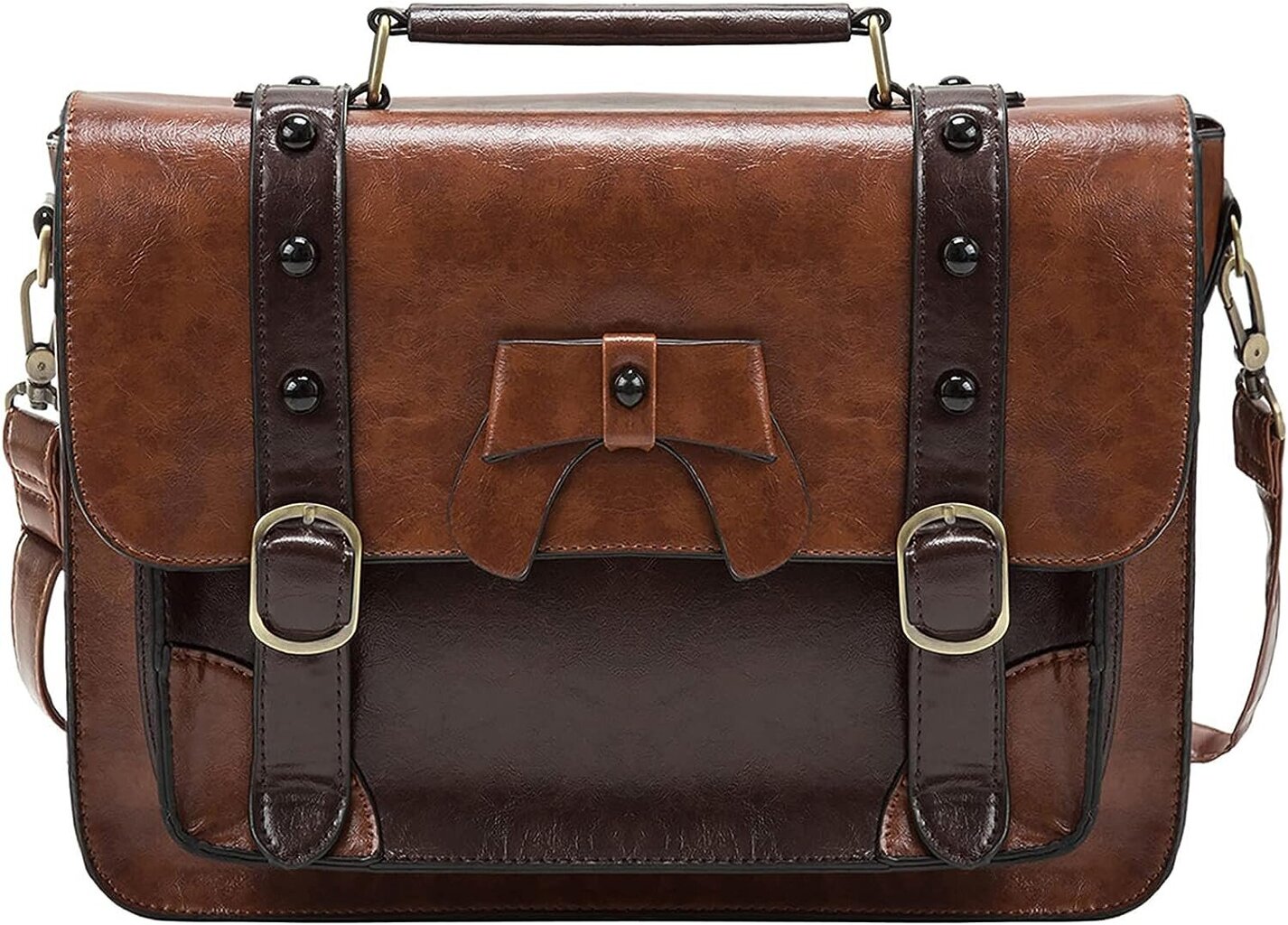 Darbinis vintažinis krepšys Ecosusi, 32,5 x 25,4 x 9 cm, rudas kaina ir informacija | Kuprinės ir krepšiai | pigu.lt