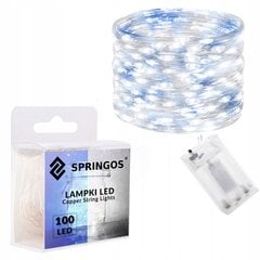 Springos šaltai balta girlianda 10,2 m 100 LED kaina ir informacija | Girliandos | pigu.lt