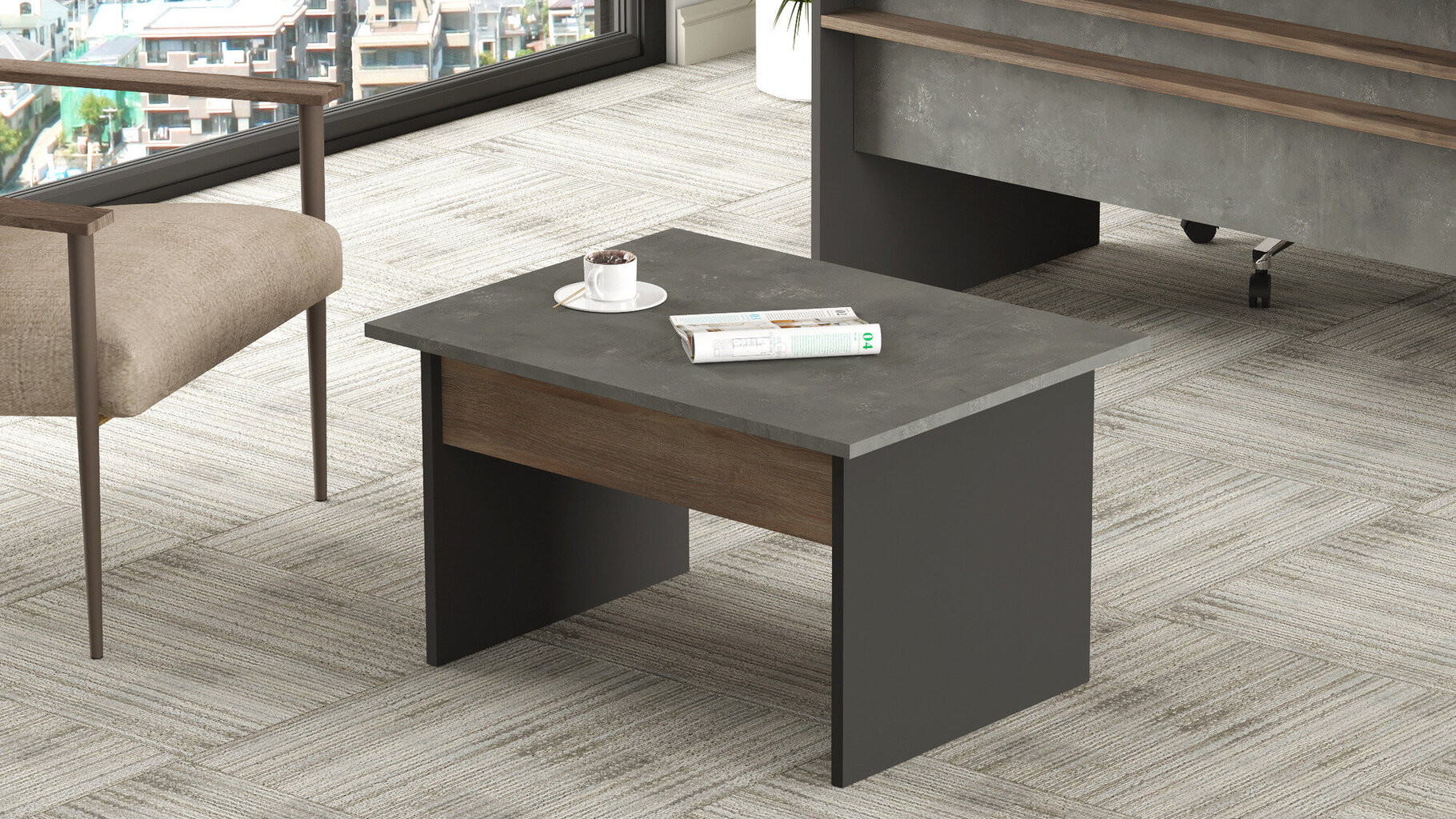 Kavos staliukas Asir, 80x46,3x60cm, juodas/rudas kaina ir informacija | Kavos staliukai | pigu.lt