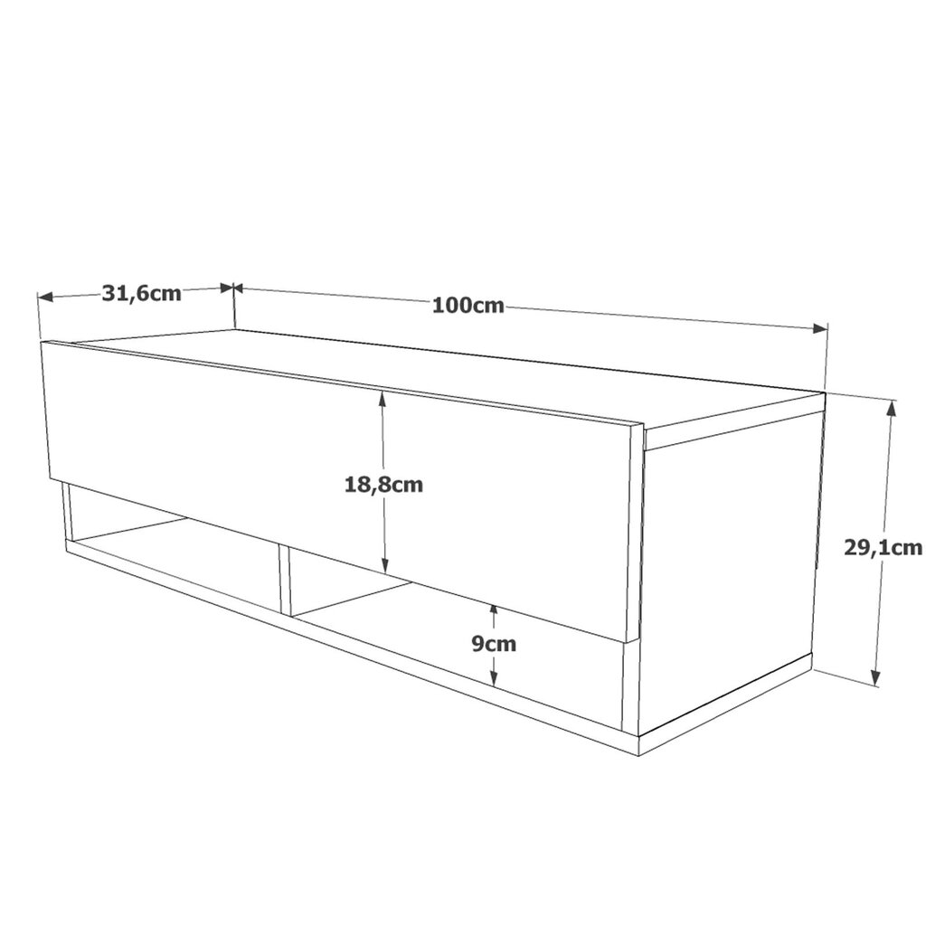 TV staliukas Asir, 100x29,1x31,6cm, baltas/smėlio spalvos kaina ir informacija | TV staliukai | pigu.lt