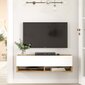 TV staliukas Asir, 100x29,1x31,6cm, baltas/smėlio spalvos kaina ir informacija | TV staliukai | pigu.lt