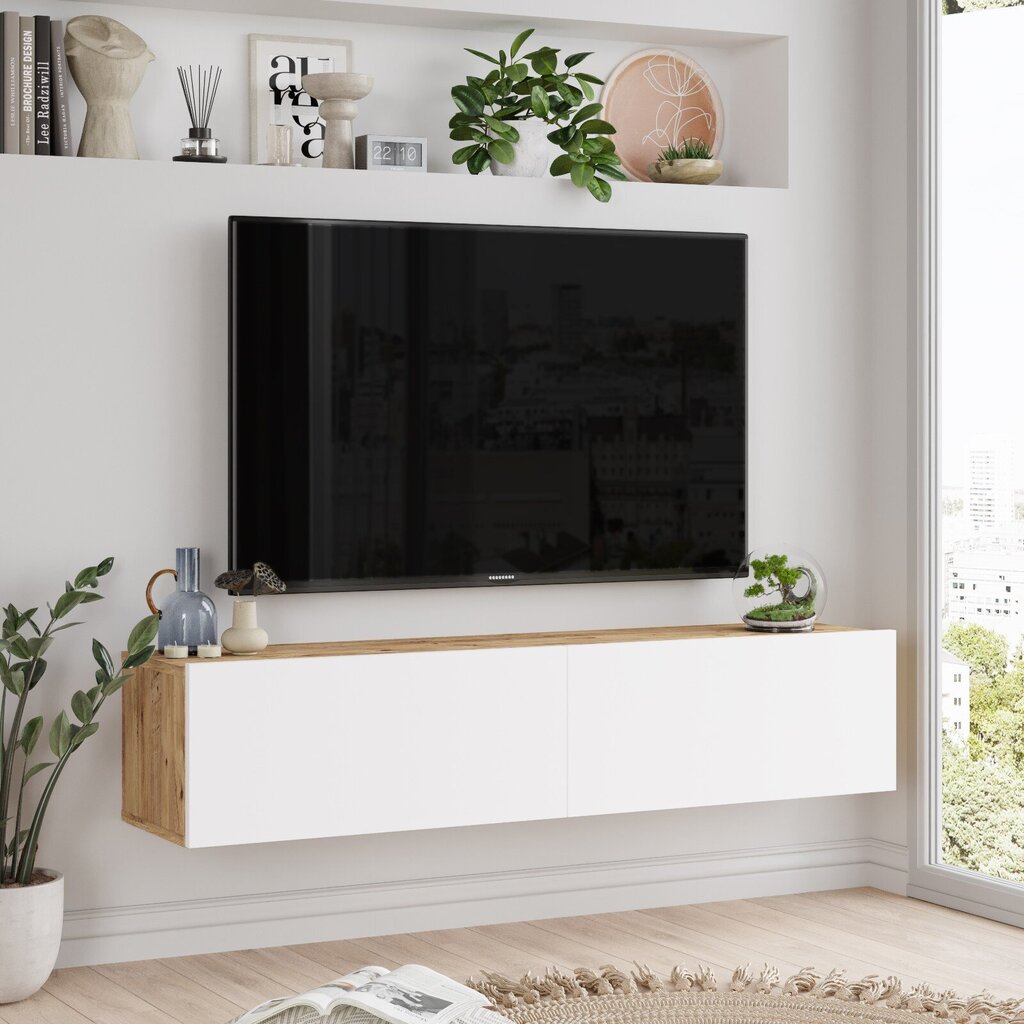 TV staliukas Asir, 140x29,1x31,6cm, baltas kaina ir informacija | TV staliukai | pigu.lt
