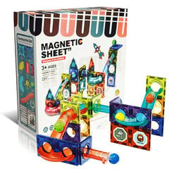 Magnetingi statybiniai blokeliai kamuolių trasa, 42 d. цена и информация | Конструкторы и кубики | pigu.lt