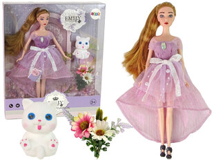 Lėlė su baltu kačiuku Emily kaina ir informacija | Žaislai mergaitėms | pigu.lt