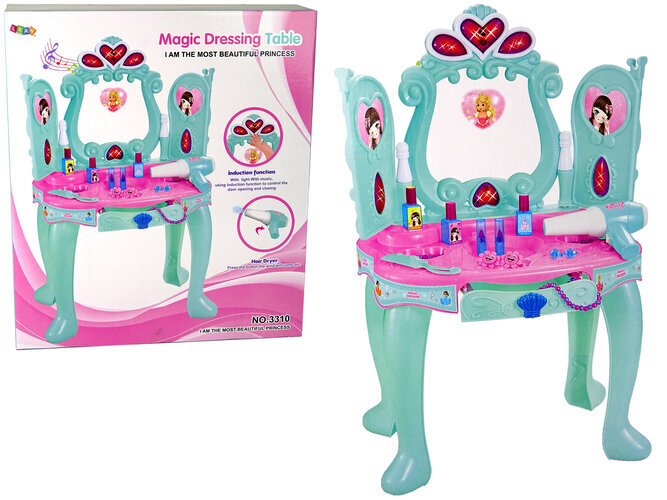 Grožio staliukas Lean Toys, mėlynas/rožinis цена и информация | Žaislai mergaitėms | pigu.lt