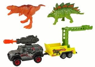 Dinozaurų ir automobilio su priekaba rinkinys Dino Hunter, pilkas kaina ir informacija | Žaislai berniukams | pigu.lt