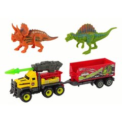 Dinozaurų rinkinys su automobiliu ir priekaba цена и информация | Игрушки для мальчиков | pigu.lt