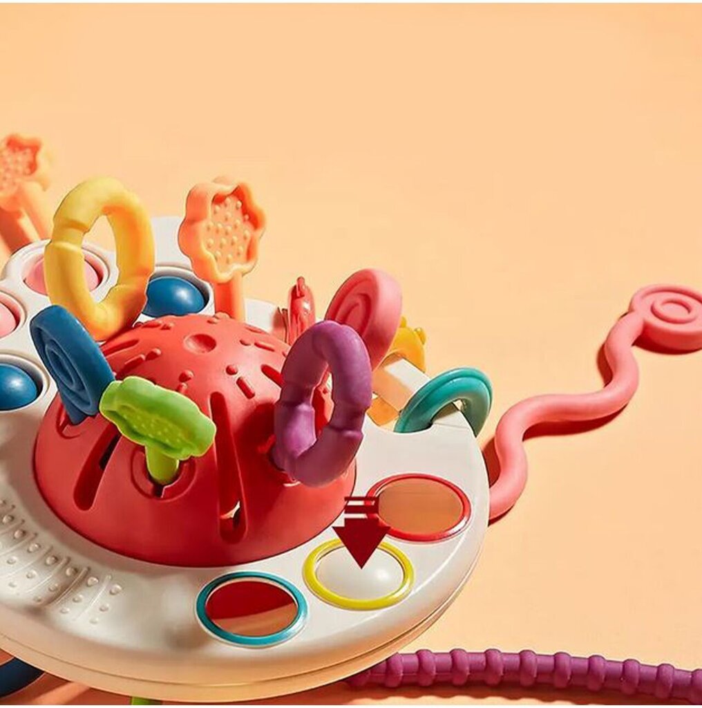 Interaktyvus sensorinis žaislas - kramtukas kūdikiams 4in1 Ufo kaina ir informacija | Žaislai kūdikiams | pigu.lt