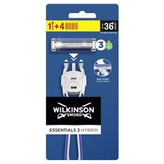 Бритвенный набор Wilkinson Essentials 3 Hybrid: бритва, 1 шт + бритвенные головки, 4 шт цена и информация | Косметика и средства для бритья | pigu.lt