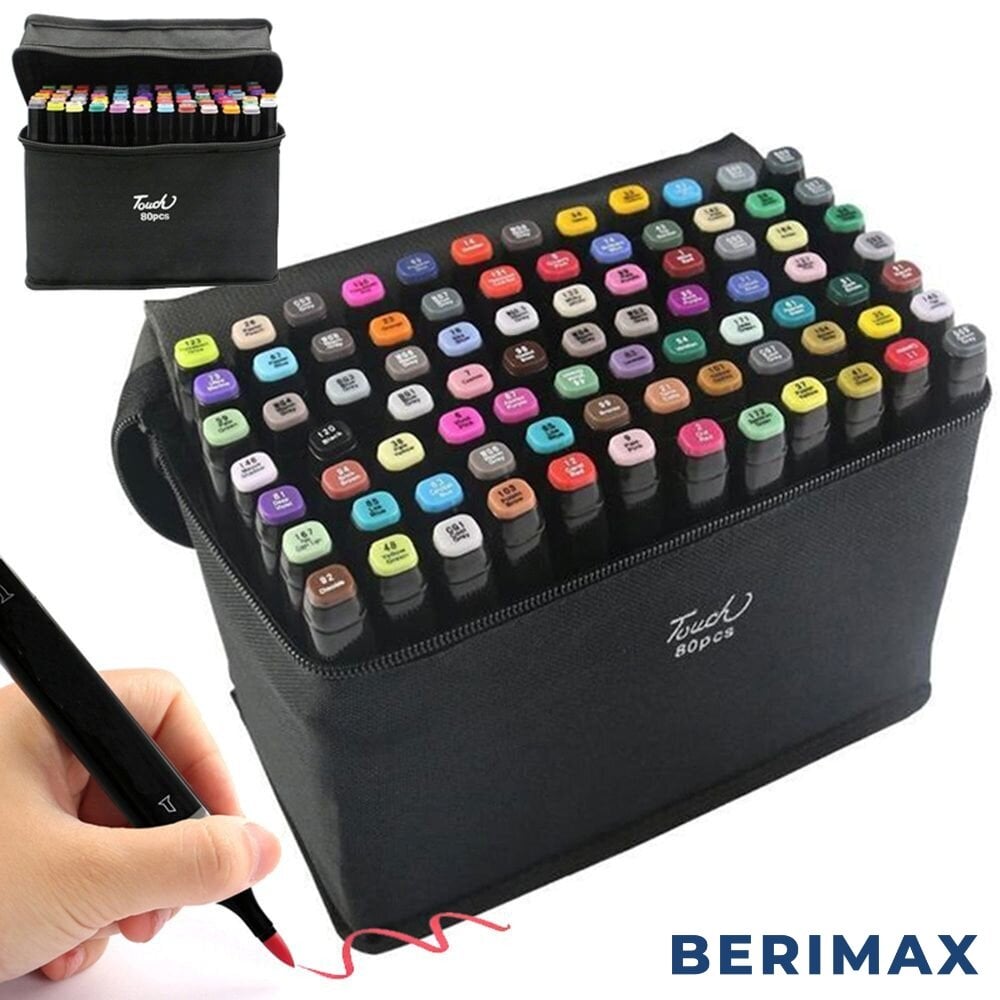 Dvipusiai markeriai dėkle Berimax 80 vnt. цена и информация | Piešimo, tapybos, lipdymo reikmenys | pigu.lt
