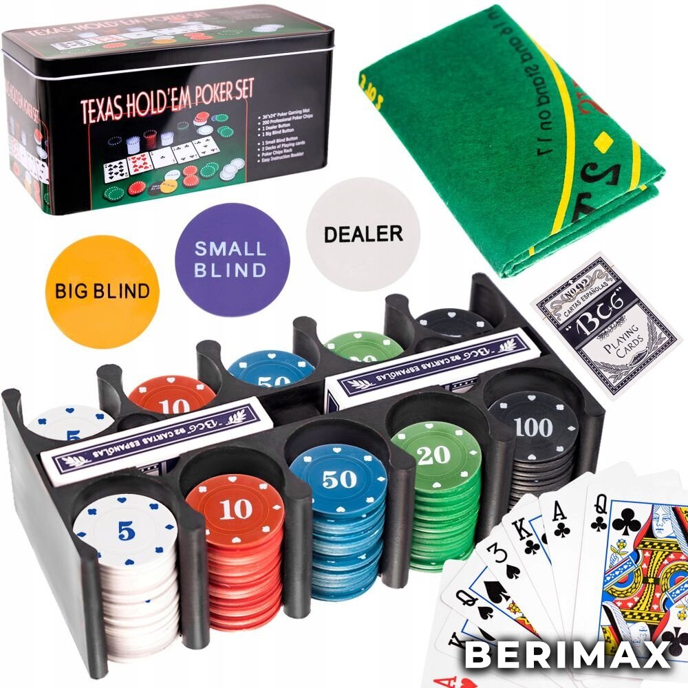 Pokerio rinkinys dėžutėje Berimax kaina ir informacija | Azartiniai žaidimai, pokeris | pigu.lt