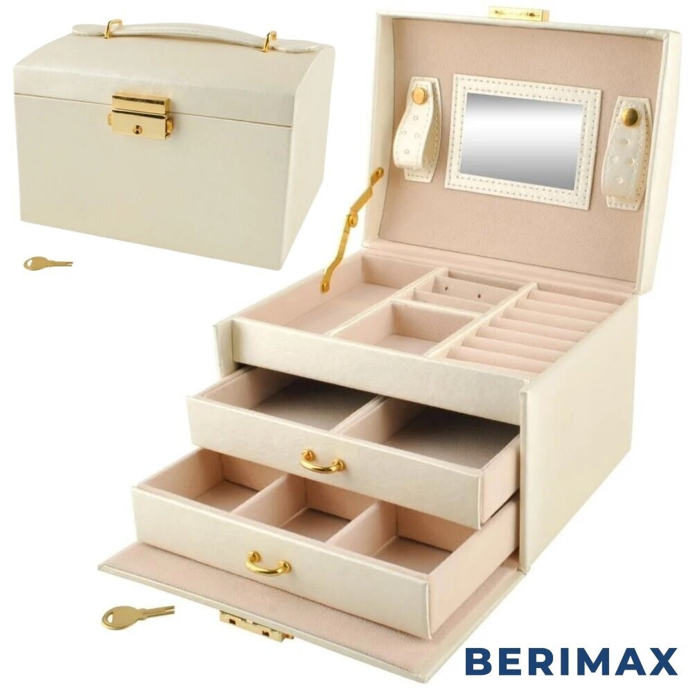 Papuošalų dėžutė su veidrodžiu Berimax PD10, 1 vnt. kaina ir informacija | Interjero detalės | pigu.lt
