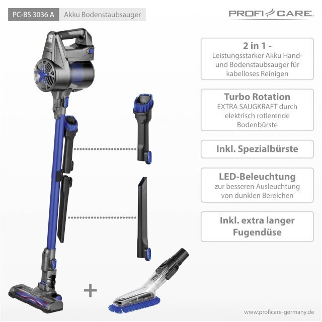 ProfiCare PCBS3036A kaina ir informacija | Dulkių siurbliai-šluotos | pigu.lt