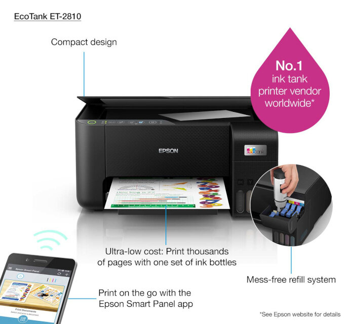 Epson EcoTank ET-2810 ET2810 Multifunktionsdrucker (C11CJ67403) kaina ir informacija | Spausdintuvai | pigu.lt