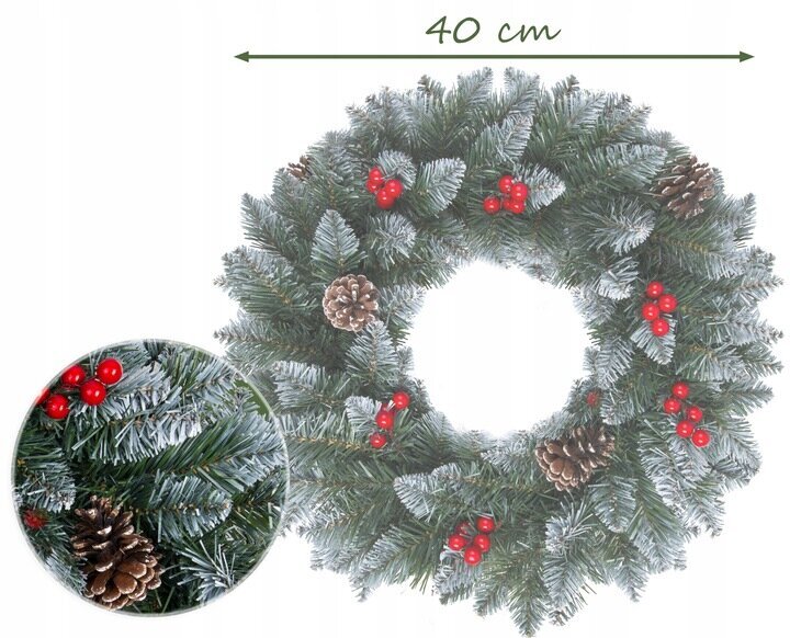 Kalėdinis vainikas, 40 cm kaina ir informacija | Eglutės, vainikai, stovai | pigu.lt