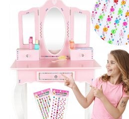 Vaikiškas kosmetinis staliukas su kėde ir priedais, rožinis kaina ir informacija | Žaislai mergaitėms | pigu.lt
