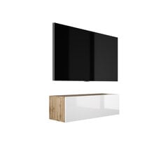 Висящий шкаф под телевизор Wotan Oak/Gloss White, 100 см цена и информация | Тумбы под телевизор | pigu.lt